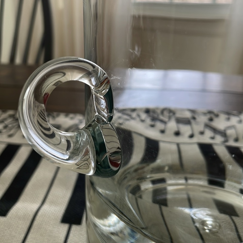 Mid Century Bubble Handblown Glass Ice Bucket Bar Accessory with Elegant Handles - Picture 7 of 8